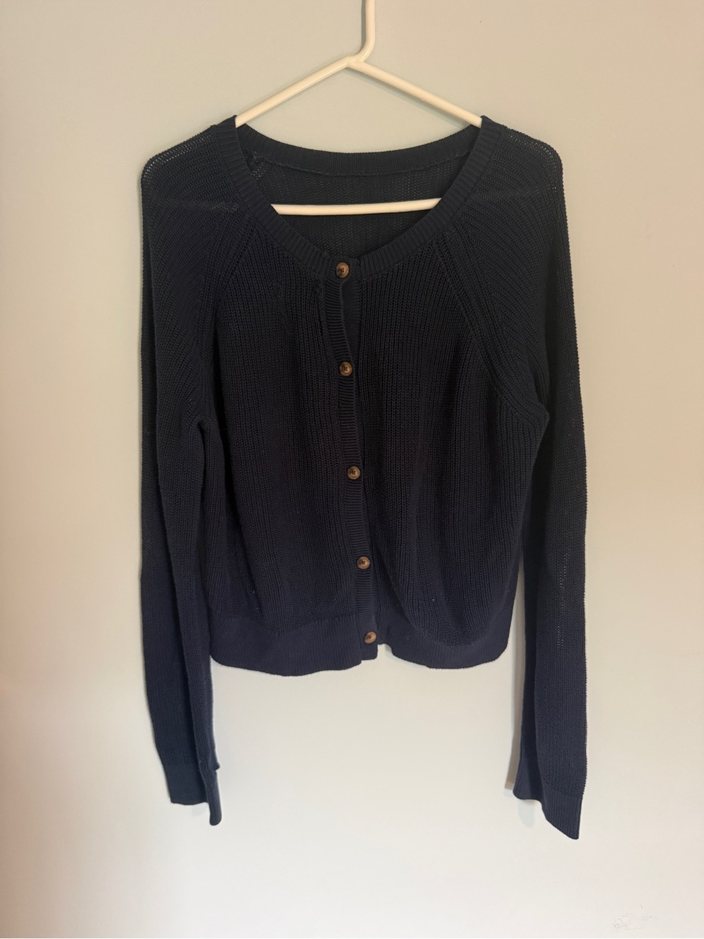 Classic Navy Button-Front Women’s Sweater Cardigan